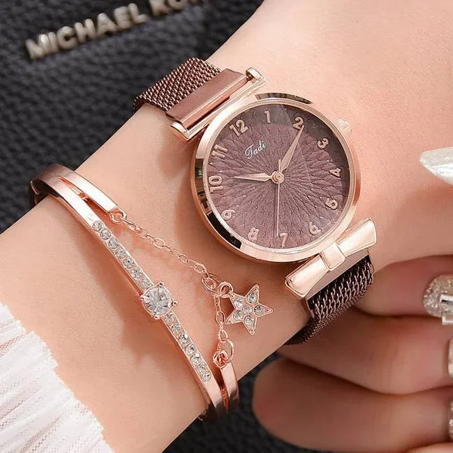 Luxury Women Bracelet Quartz Watches For Women Magnetic Watch Ladies Sports Dress Pink Dial Wrist Watch Clock