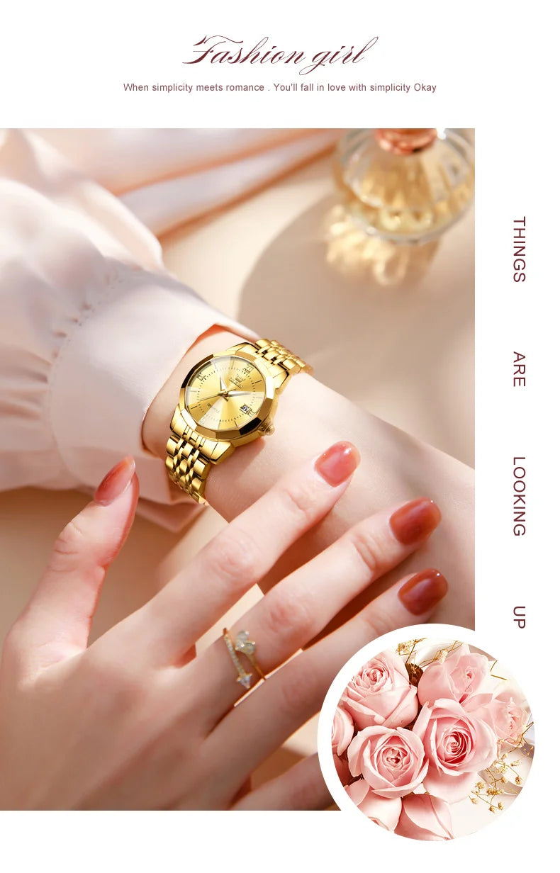 OLEVS 9989 Elegant Women Watch Casual Fashion Calendar Waterproof HD Luminous Watch Exquisite Luxury Brand Quartz Watch Girl