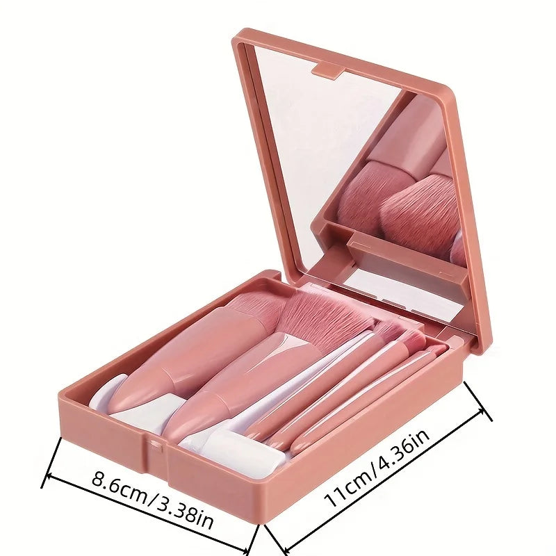 5Pcs Travel Makeup Brush Set with Mirror