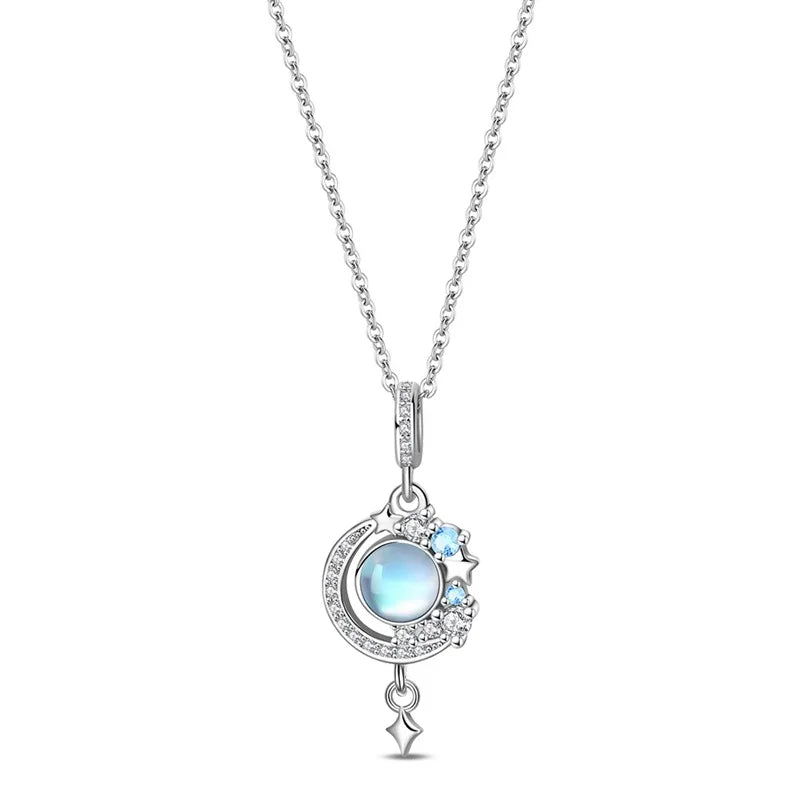 Hot Sale Original 925 Sterling Silver Star & Moon Charms Earrings Ring Beads Pendant fit Bracelet Necklace DIY Fine Jewelry Gift