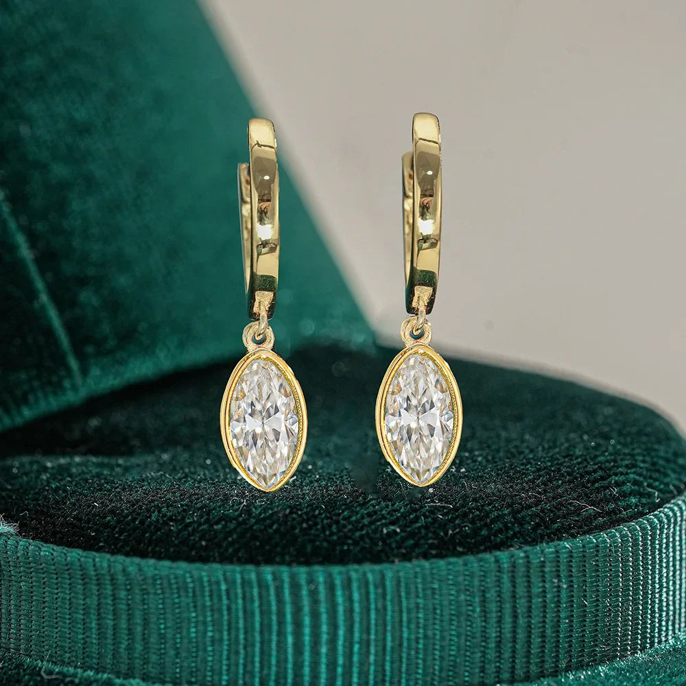 Simple 0.5ct Round Pear Emerald Moissanite Diamond Earring for Women 925 Sterling Silver Plated 18K Women Moissanite Earring GRA