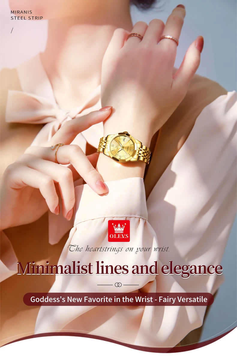 OLEVS 9989 Elegant Women Watch Casual Fashion Calendar Waterproof HD Luminous Watch Exquisite Luxury Brand Quartz Watch Girl