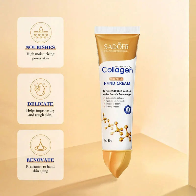 SADOER Collagen Hand Cream Hands Skin Friming Skincare Moisturizing Brightening Hydrating Hands Creams Hand Skin Care Products