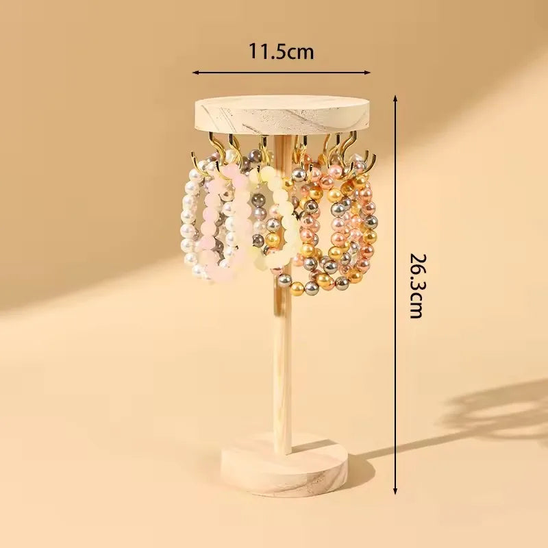 Solid Wood Jewelry Organizer Display Holder Necklace Earrings Bracelets Display Stand Desktop Jewelry Storage Rack