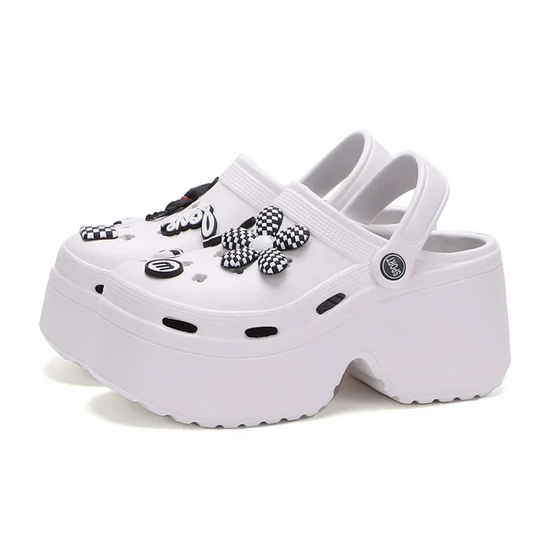 Women Chunky Platform Sandals New Summer Soft Thick Sole Diy Clogs Garden Shoes Woman Closed Toe Non-Slip Beach Slides Sandals