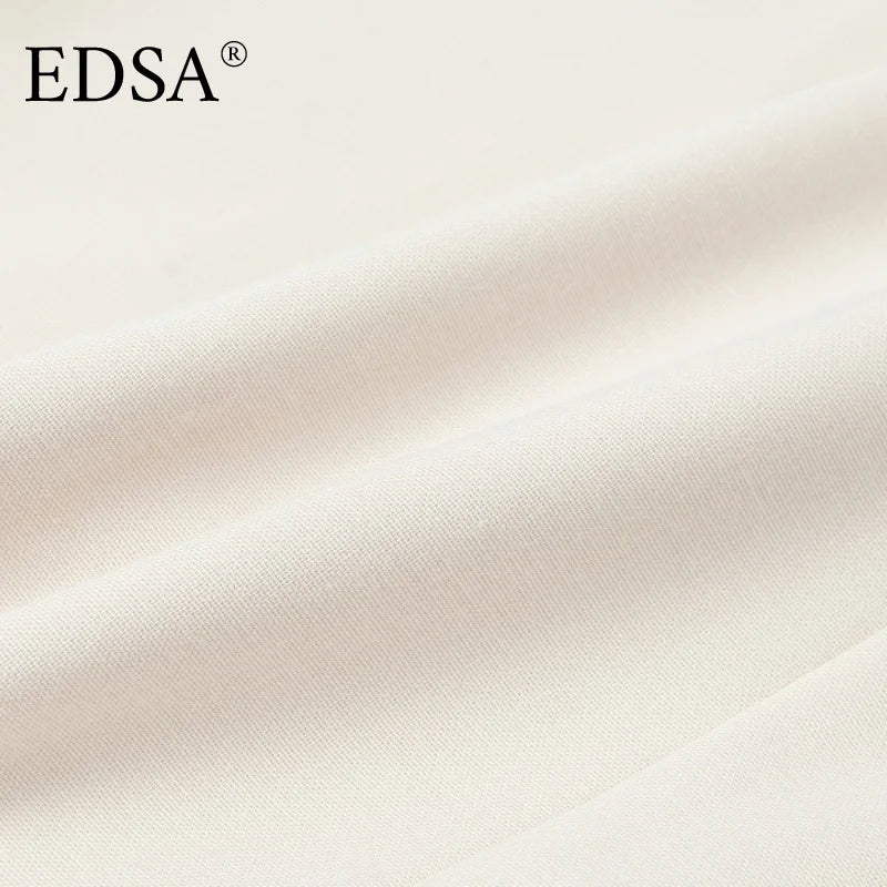 EDSA Women Cropped Pants Set Double Breasted Blazer Jacket High Waist Straigh Leg Long Pants for Office Lady Suits