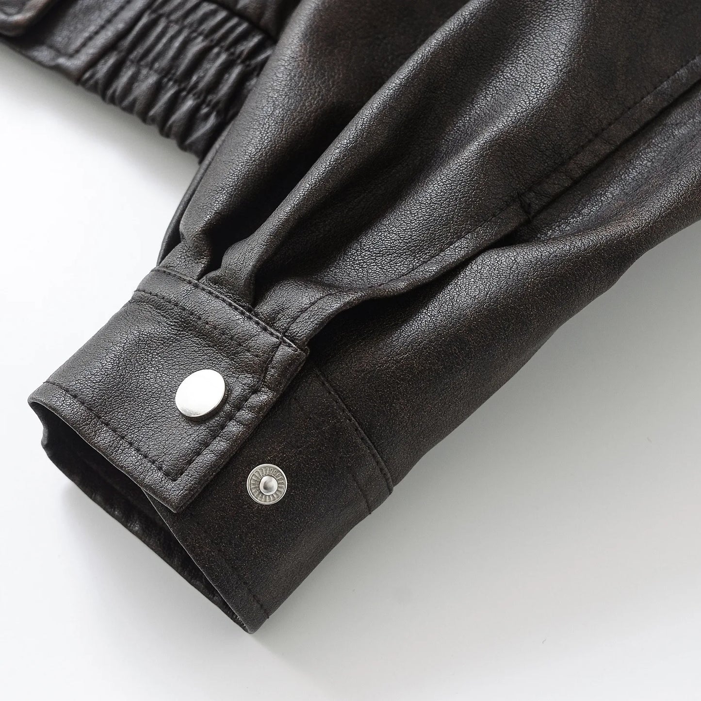 Faux Leather Women Jackets Pu Coats Turn Down Collar Coat Casual Loose Y2k Streetwear Splice Work Jacket Autumn Winter 2025