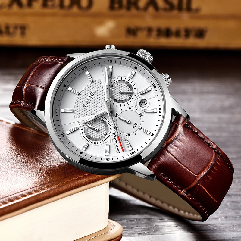 2024 LIGE Top Luxury Mens Watch Casual Business Quart | Faeva London