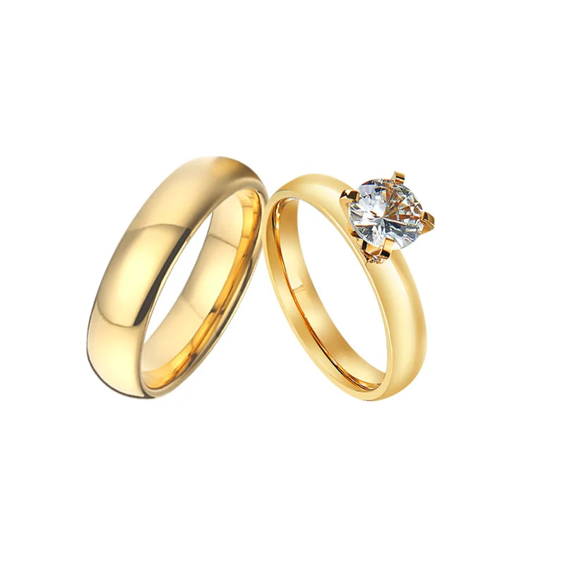 Unique Statement Rings Engagement Marriage Wedding Bridal Sets Couples Designer Lovers 18k Gold Plated Alliances