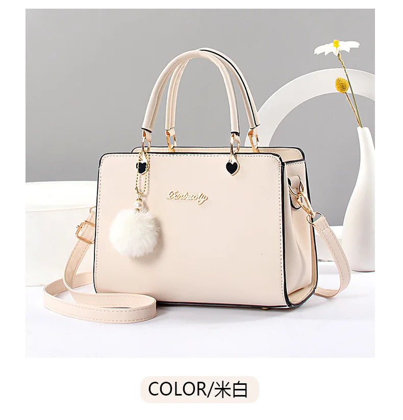 Black Leather Casual Tote Bag