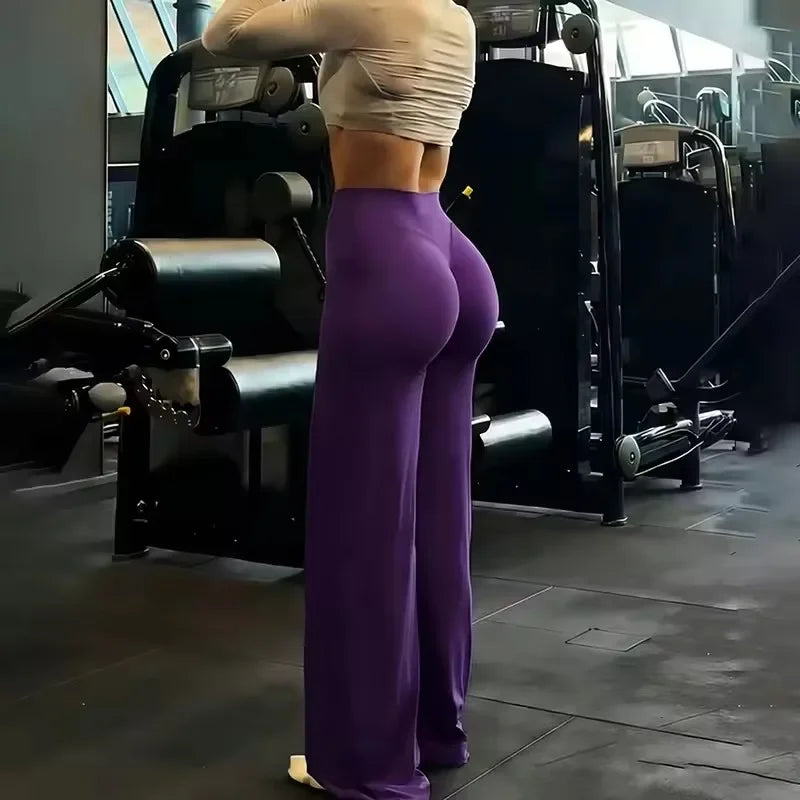 Quick Drying Straight Leg Hip Lifting Pants Women High Waist Elastic Yoga Fitness Trousers Woman Sports Body Shaping Leggings
