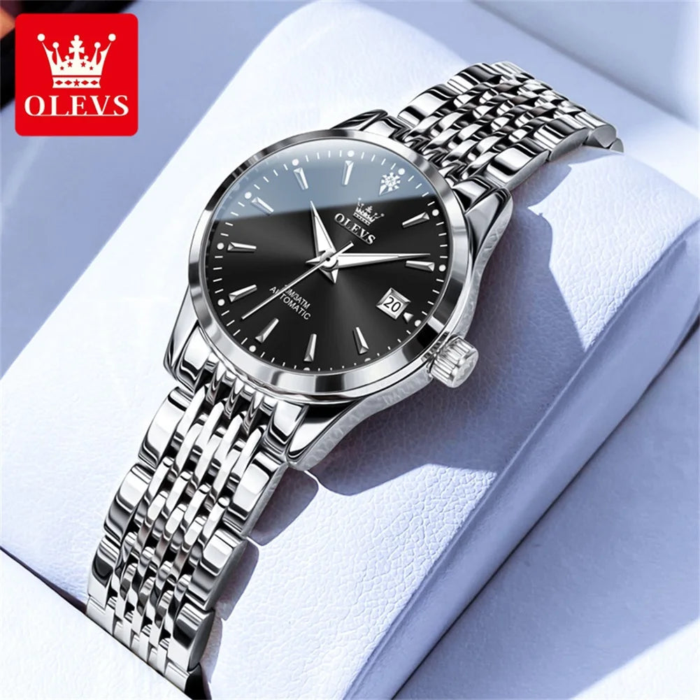 OLEVS 6635 Luxury Brand Elegance Ladies Watch Automatic Mechanical Wristwatch Waterproof Luminous Chronograph Watch For Women