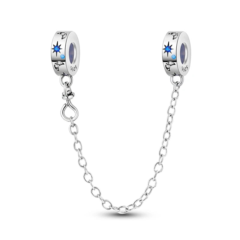 925 Sterling Silver Charm Pendant Star Moon Sun Starry Sky Beaded Charm Fit Original Bracelet DIY Fine Jewelry Making For Women