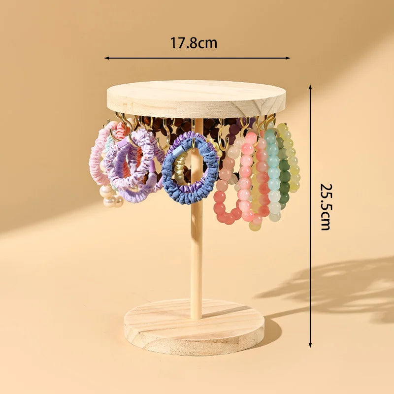 Solid Wood Jewelry Organizer Display Holder Necklace Earrings Bracelets Display Stand Desktop Jewelry Storage Rack