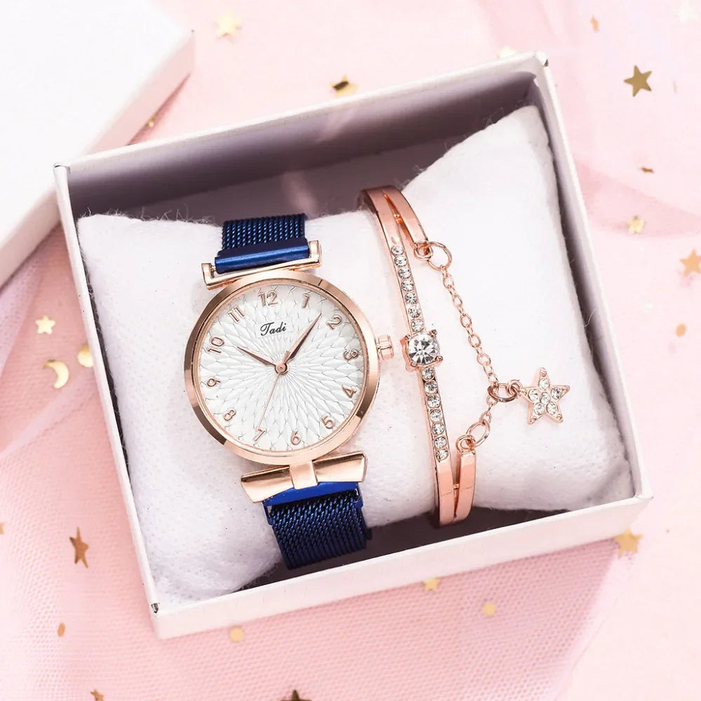 Luxury Women Bracelet Quartz Watches For Women Magnetic Watch Ladies Sports Dress Pink Dial Wrist Watch Clock