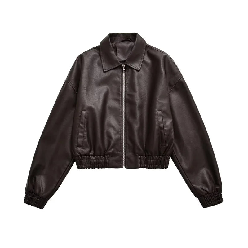 Women's High-Street Casual PU Leather Jacket Autumn/Winter New Collection Fashionable Streetwear for Ladies