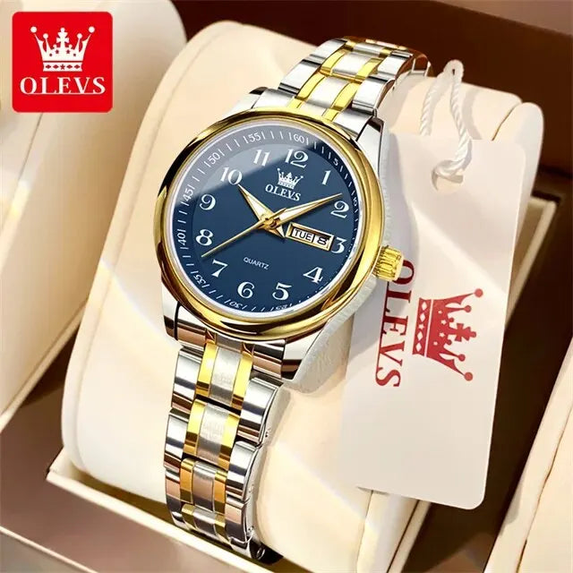 OLEVS 5567 Luxury Quartz Watch for Women Elegant Stainless Steel Waterproof Watches Luminous Week Date Ladies Dress Wristwatches