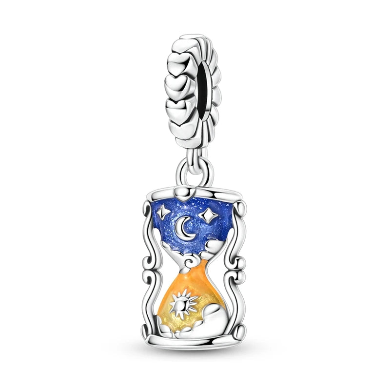 925 Sterling Silver Charm Pendant Star Moon Sun Starry Sky Beaded Charm Fit Original Bracelet DIY Fine Jewelry Making For Women
