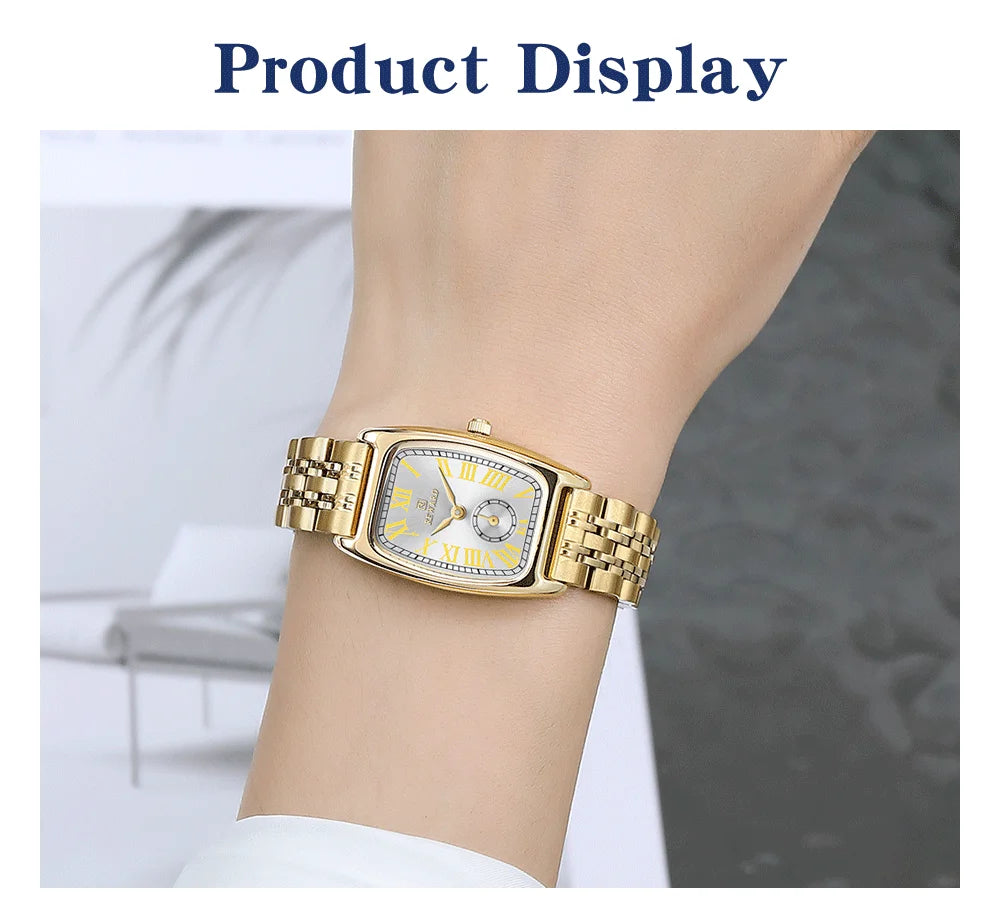 REWARD Luxury Elegant Rectangle Ladies Watch Waterproof Luminous Watch for Woman Stainless Steel Quartz Women's Watches with Box