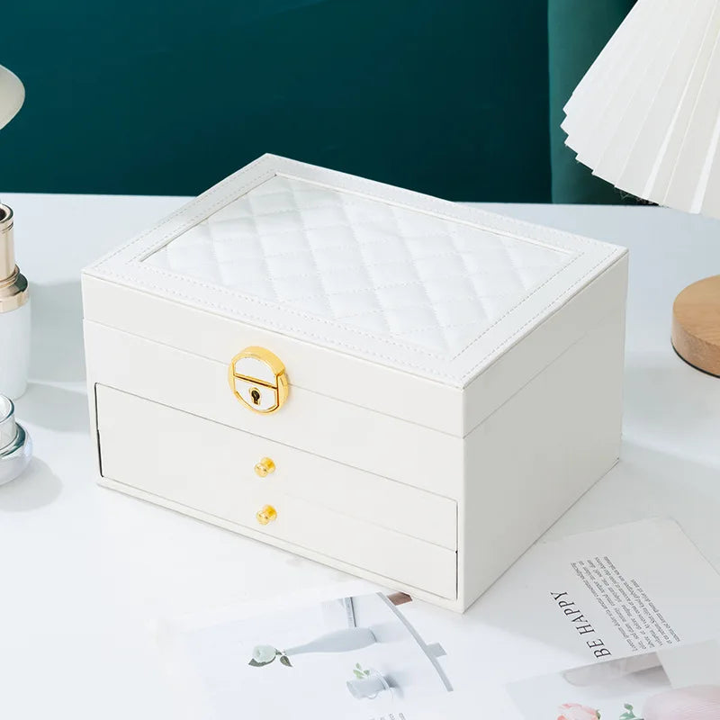 Large Jewelry Storage Box Multi-Layer Organizer For Jewelry Necklace Earring Leather Jewellery Storage Packaging Display Boxes
