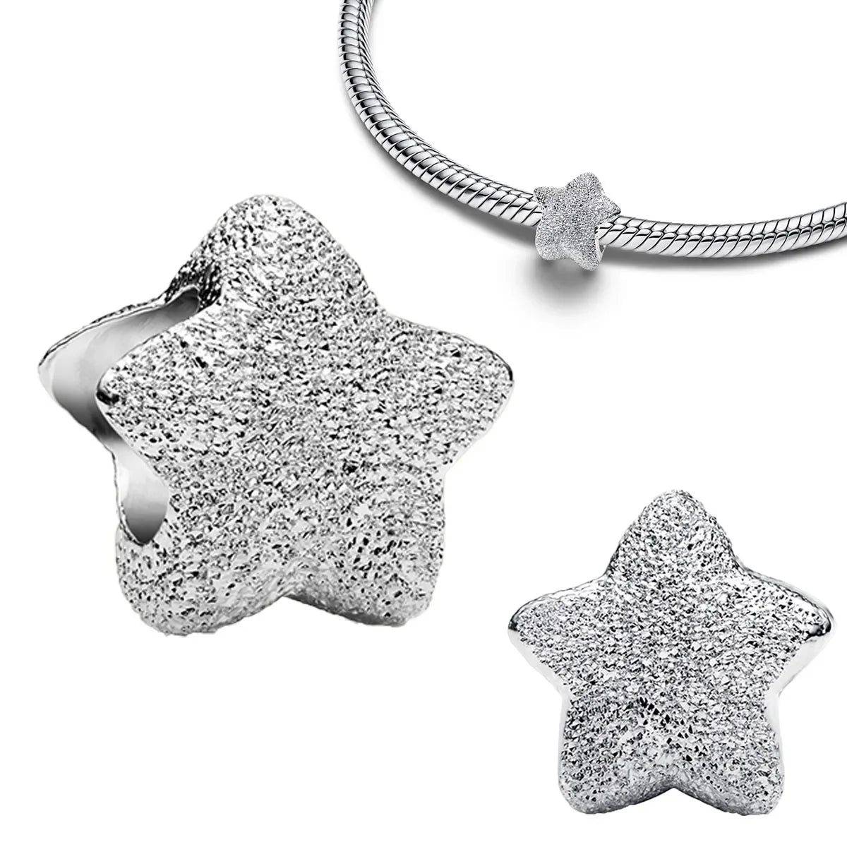 Hot Sale Original 925 Sterling Silver Star & Moon Charms Earrings Ring Beads Pendant fit Bracelet Necklace DIY Fine Jewelry Gift
