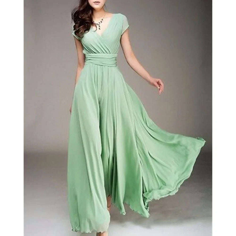 V Neck Chiffon Evening Dress