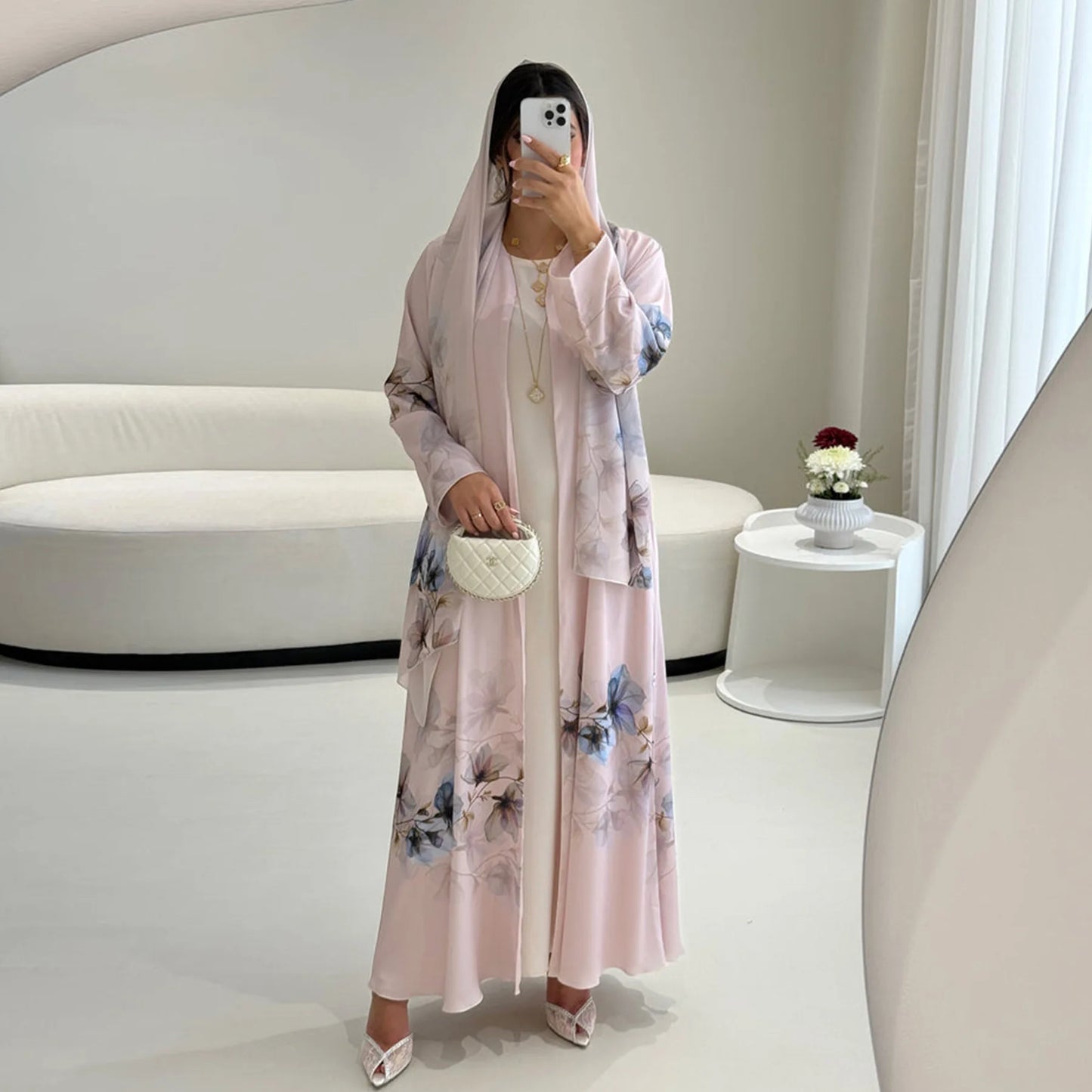 Eid Abaya Women Dress Scarf 2 Piece Set Patchwork Muslim Caftan Party Long Robe Jalabiya Ramadan  Dubai Kaftan 2026 Print Abayas