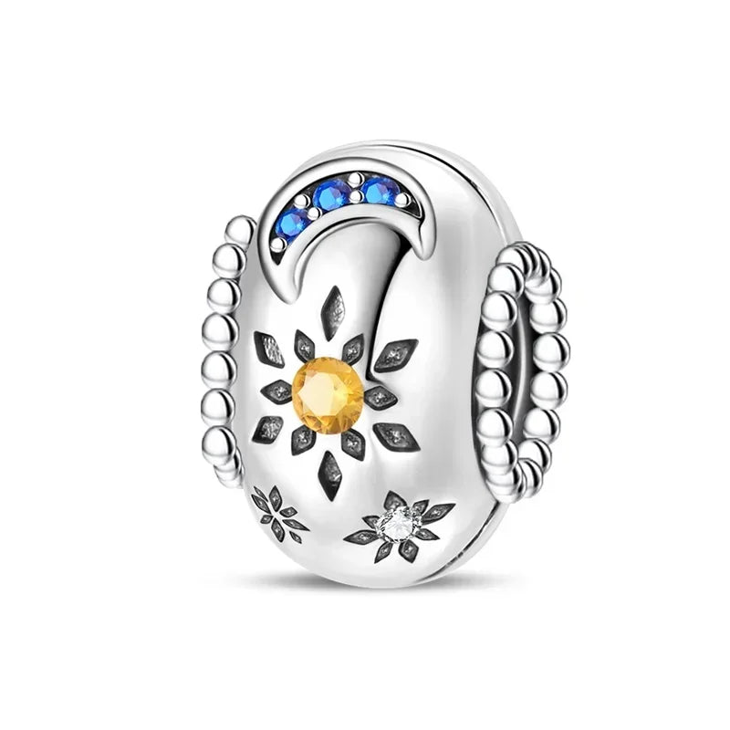 Hot Sale Original 925 Sterling Silver Star & Moon Charms Earrings Ring Beads Pendant fit Bracelet Necklace DIY Fine Jewelry Gift