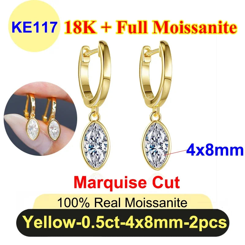 Simple 0.5ct Round Pear Emerald Moissanite Diamond Earring for Women 925 Sterling Silver Plated 18K Women Moissanite Earring GRA