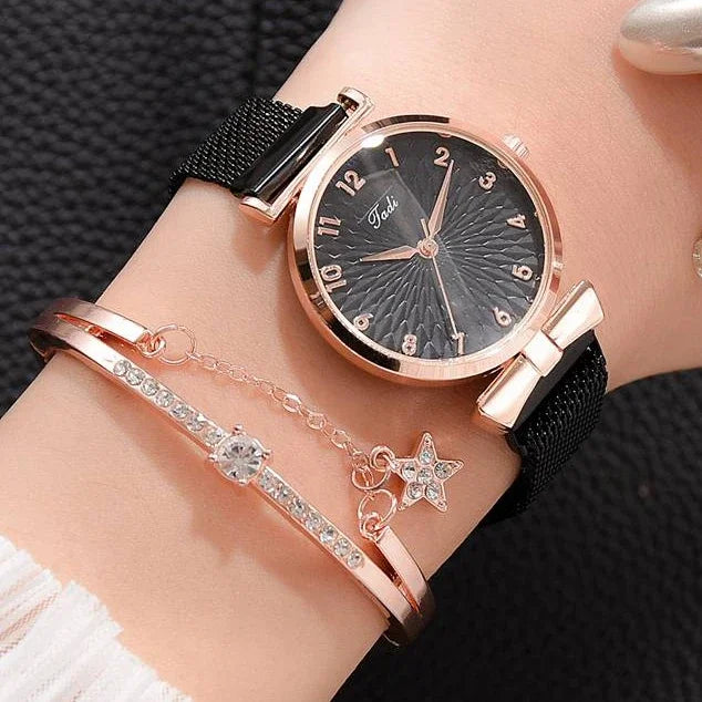 Luxury Women Bracelet Quartz Watches For Women Magnetic Watch Ladies Sports Dress Pink Dial Wrist Watch Clock
