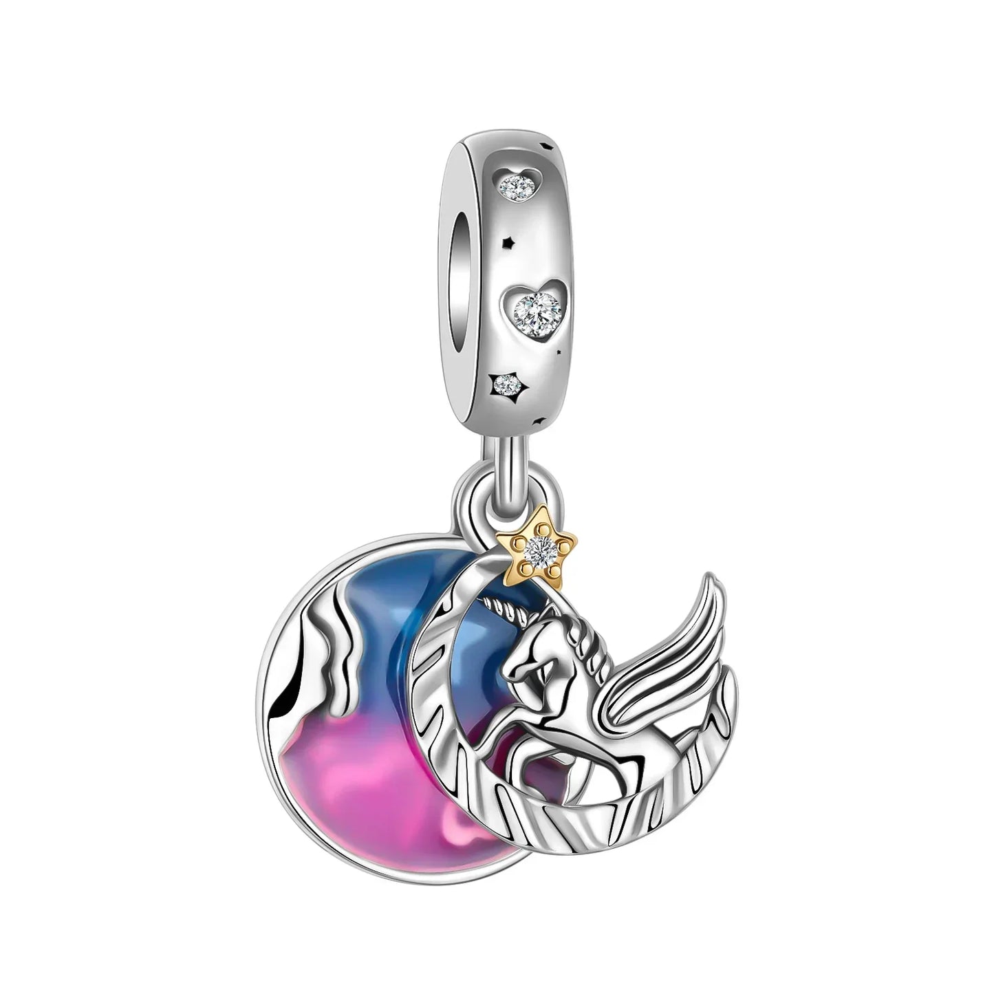 Hot Sale Original 925 Sterling Silver Star & Moon Charms Earrings Ring Beads Pendant fit Bracelet Necklace DIY Fine Jewelry Gift