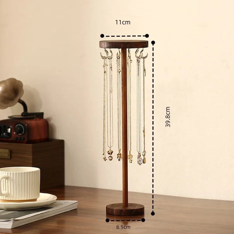 Solid Wood Jewelry Organizer Display Holder Necklace Earrings Bracelets Display Stand Desktop Jewelry Storage Rack