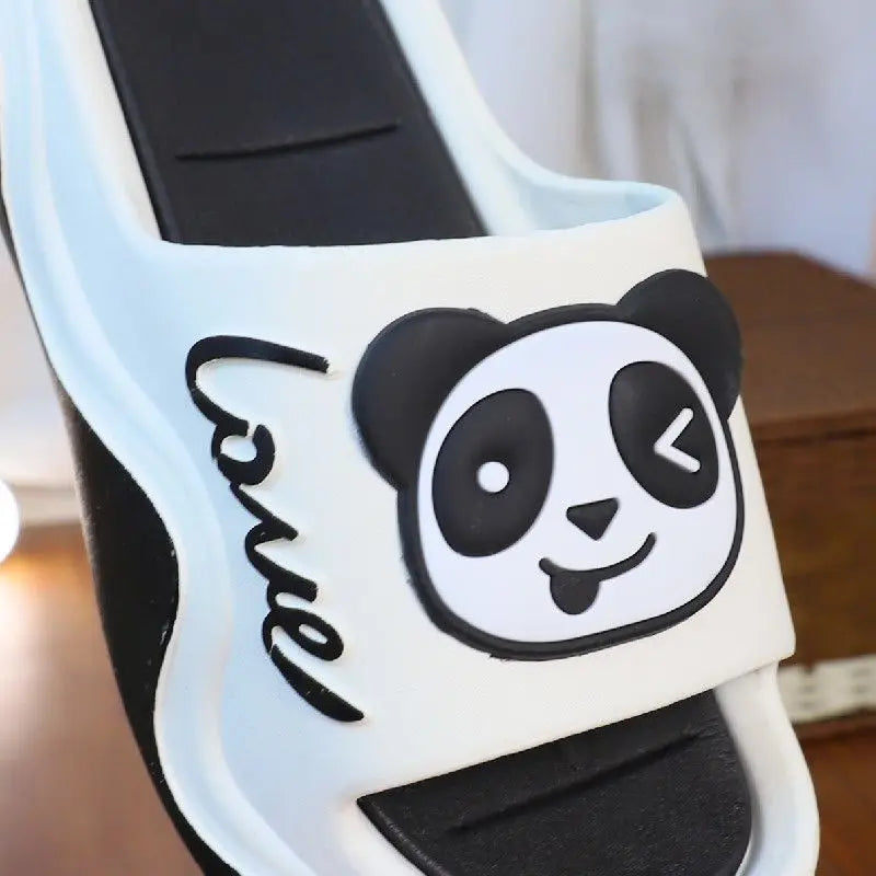Girls platform slides beach chunky slipper animal flipflops High heel panda slipper women summer height increasing shoes youth