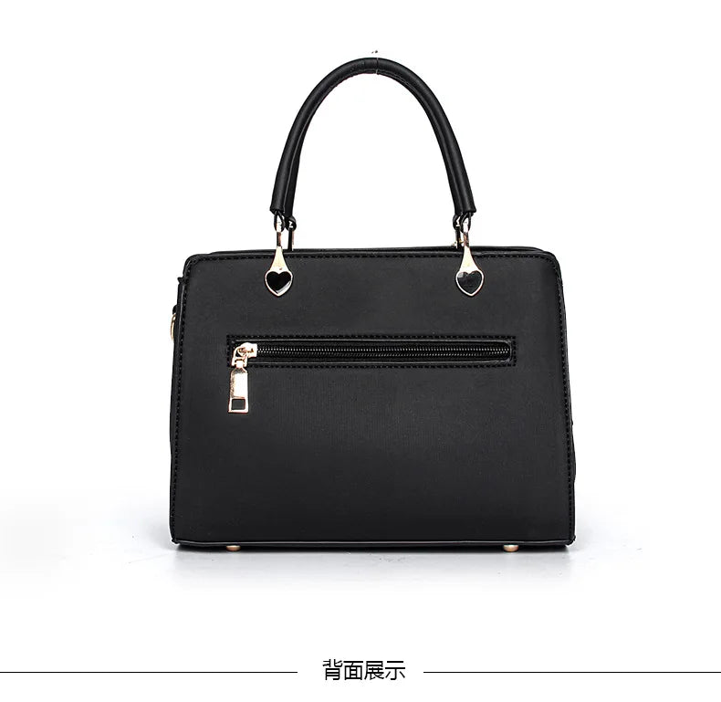 Black Leather Casual Tote Bag