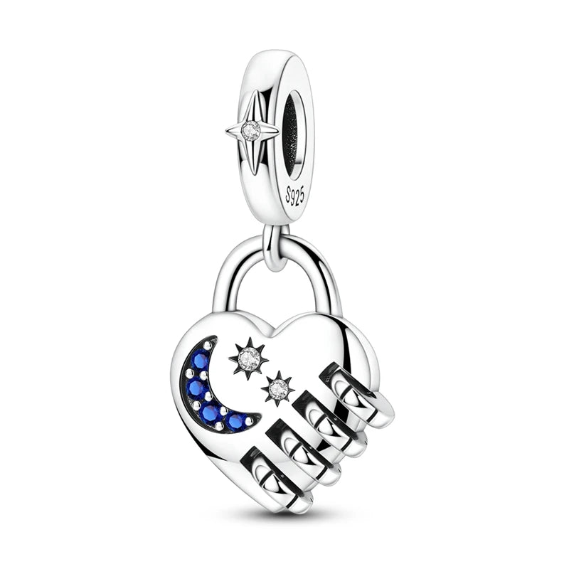 925 Sterling Silver Charm Pendant Star Moon Sun Starry Sky Beaded Charm Fit Original Bracelet DIY Fine Jewelry Making For Women