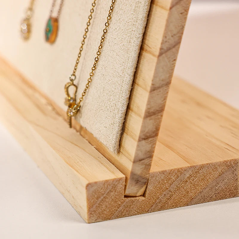 1pc bamboo wood velvet black/off white jewelry displa | Faeva London