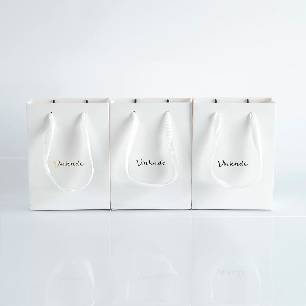 100Pack Kraft Gift Bags with Handles Custom Logo 15x6 | Faeva London