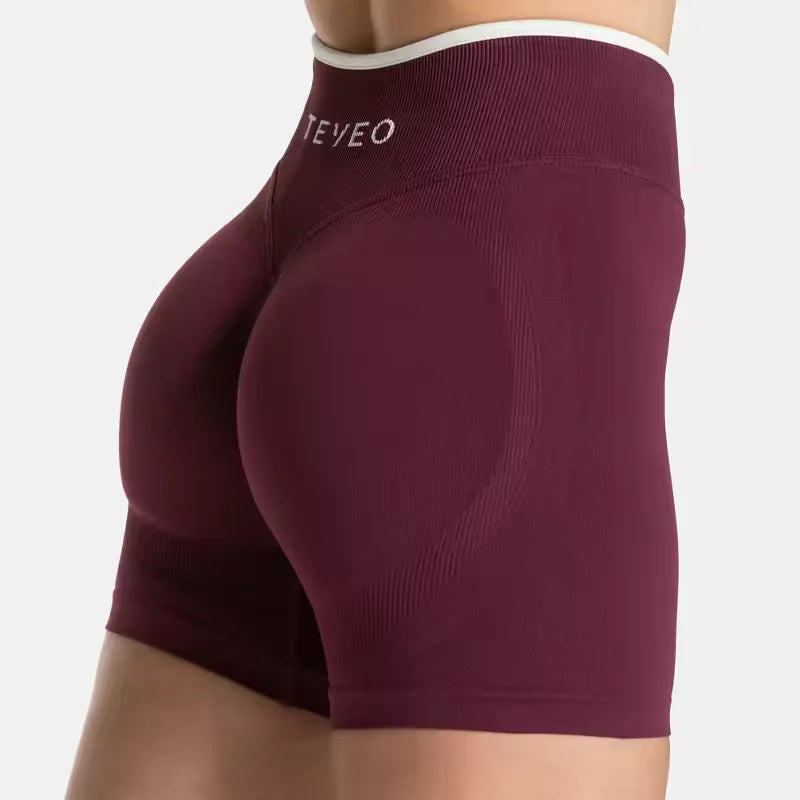 TEVEO Shorts Low Waist Seamless Women Yoga Shorts Scrunch Bum Gym Shorts Workout Biker Stretch Fitness Short Fashion Running
