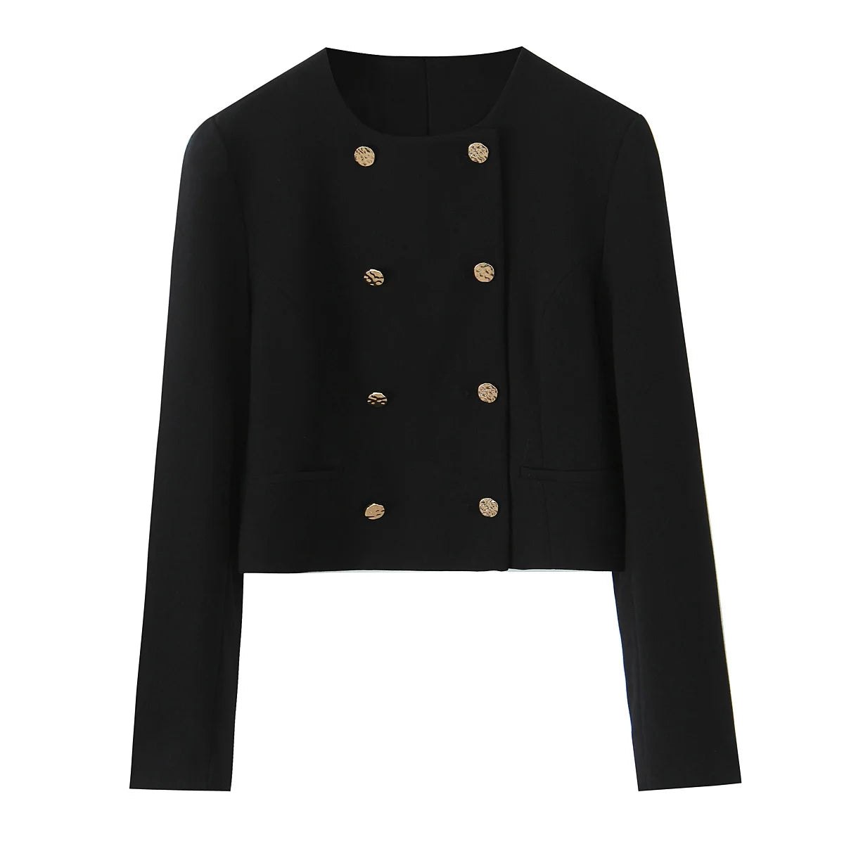 EDSA Women Cropped Pants Set Double Breasted Blazer Jacket High Waist Straigh Leg Long Pants for Office Lady Suits