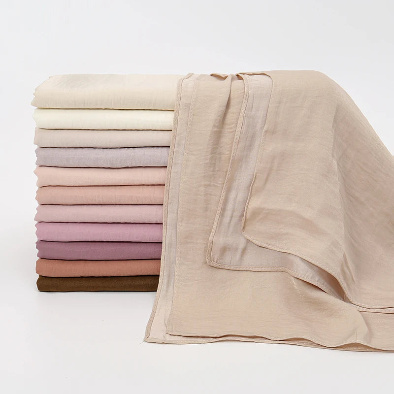Premium Velvet Satin Chiffon Hijab Scarf Women Luxury Soft Plain Shawl For Women Muslim Hijabs Turban Femme Chic Ramadan