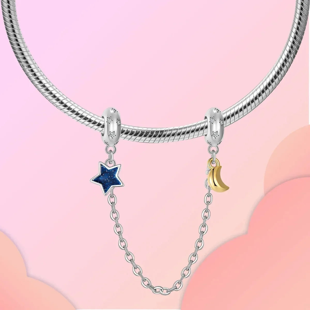 Hot Sale Original 925 Sterling Silver Star & Moon Charms Earrings Ring Beads Pendant fit Bracelet Necklace DIY Fine Jewelry Gift