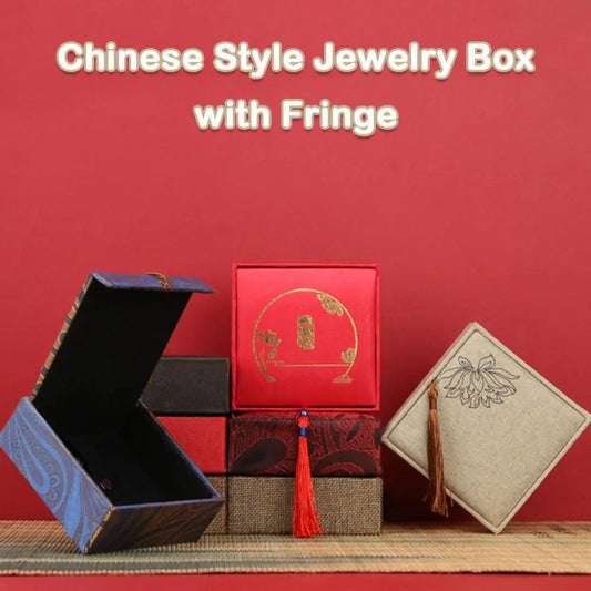 Mini Chinese Style Jewelry Box with Fringe Portable Bracelet Storage Box Necklace Organizor Jewelry