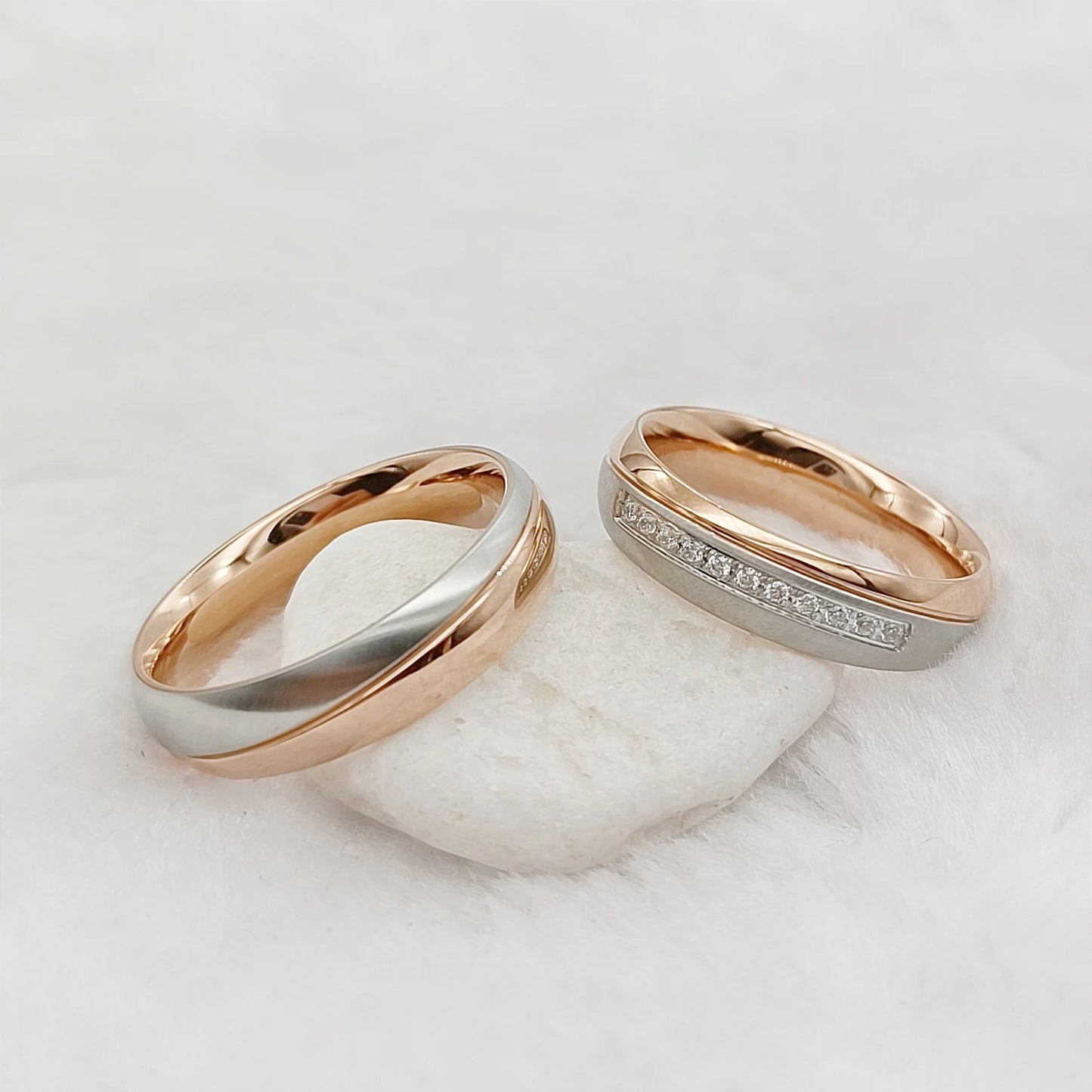 Hypoallergenic Titanium Matching Couple Rings Designer Crown Rose Golden Valentines Wedding Bands For Men And Women