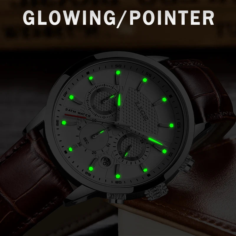 2024 LIGE Top Luxury Mens Watch Casual Business Quart | Faeva London
