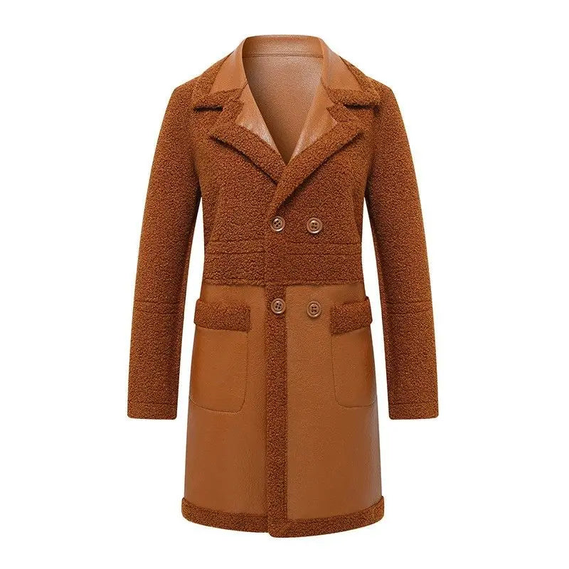 Large Size Jacket Women's New Two-Sided Fur Coat Autumn Winter 2025 Lambswool Outerwear Long Padded Overcoat Ladies Leather Tops