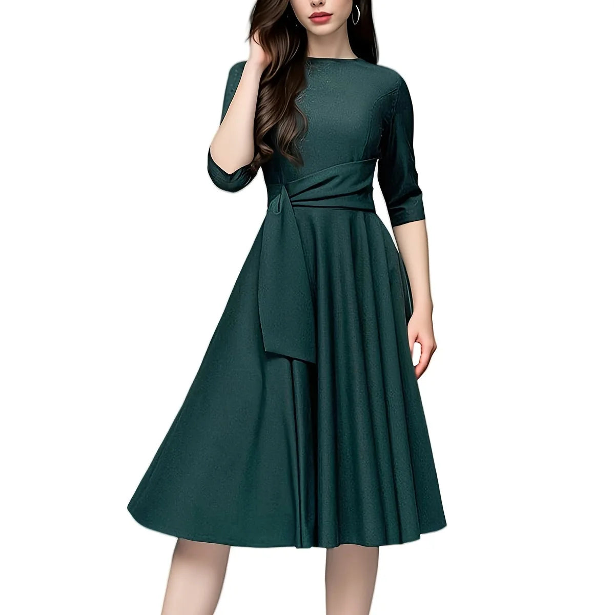 Belted A-Line Swing Dress