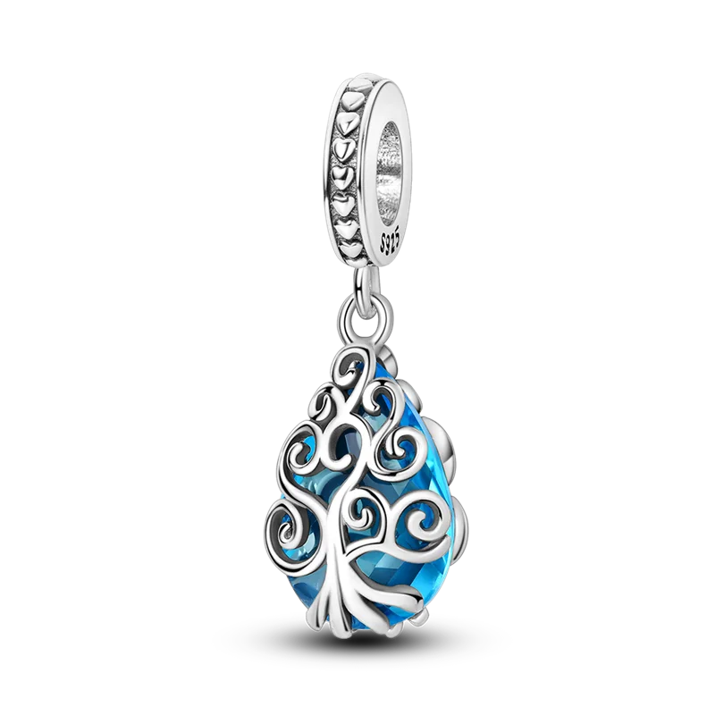 Heart Of The Ocean Charms Bead 925 Sterling Silver CZ Blue Zircon Forever Lover Pendant Fit Original Bracelet DIY Jewelry Gift