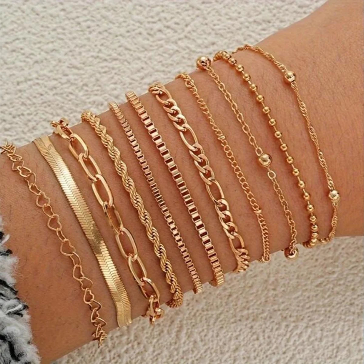 13Pcs/Set Stainless Steel Bracelet for Women, Silver  | Faeva London