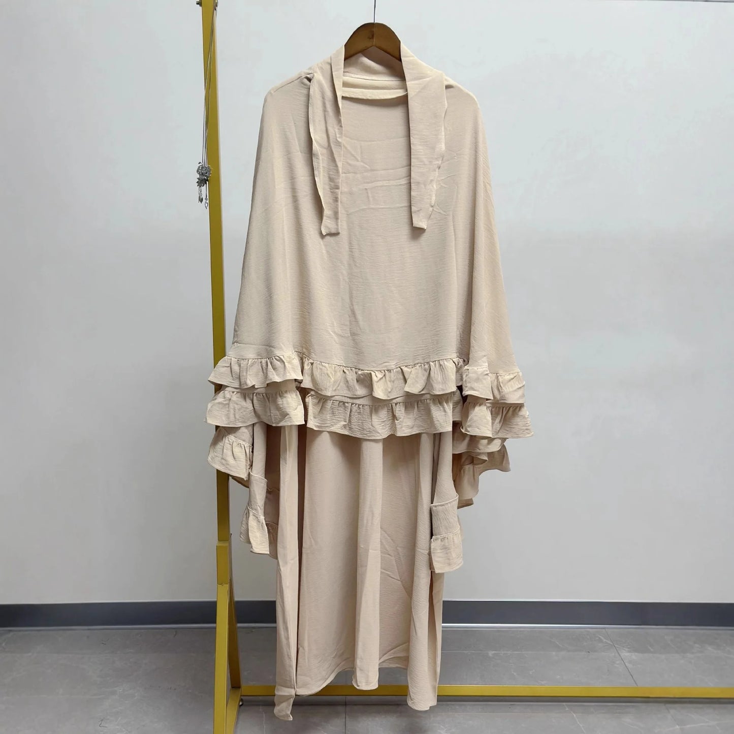 Eid Women Prayer Garment Dress 2 Piece Set Long Khimar Muslim Abaya Dubai Party Dresses Kaftan Robe Longue Vestidos Largos