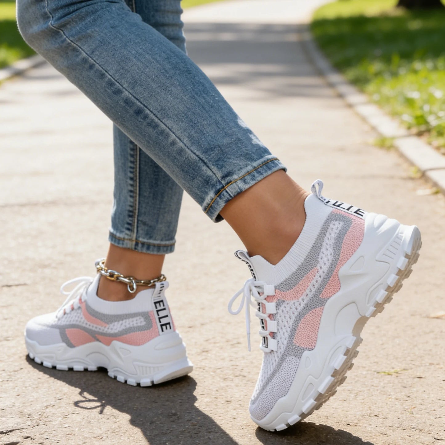 Woman'Shoes Chunky Sneakers Women's Casual Shoes Air Mesh Breathable Sports Shoes For Women's Soft Sole Running Shoes